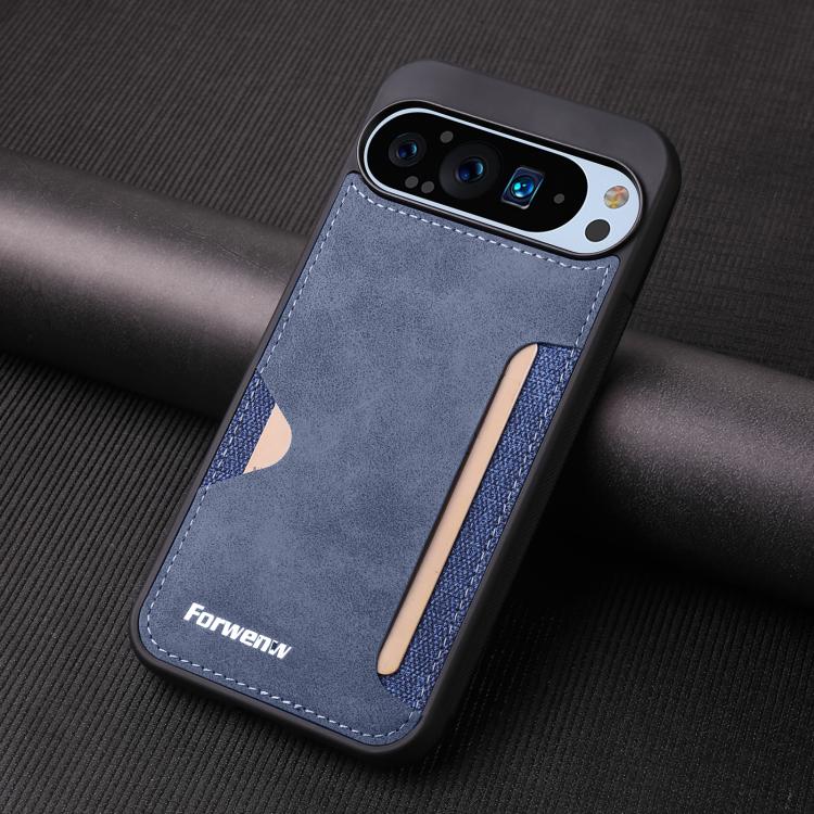 For Google Pixel 9 / 9 Pro Forwenw F5 Series Integrated Card Bag Phone Case(Blue) by Forwenw
