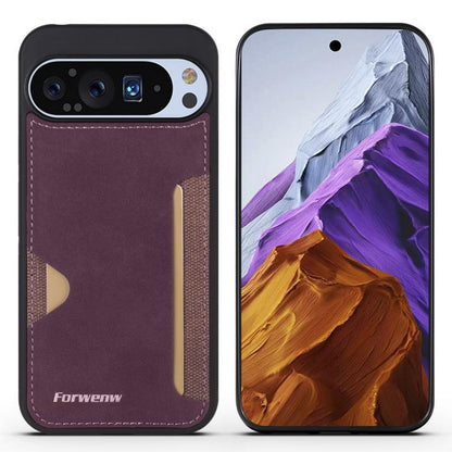 For Google Pixel 9 / 9 Pro Forwenw F5 Series Integrated Card Bag Phone Case(Red) by Forwenw