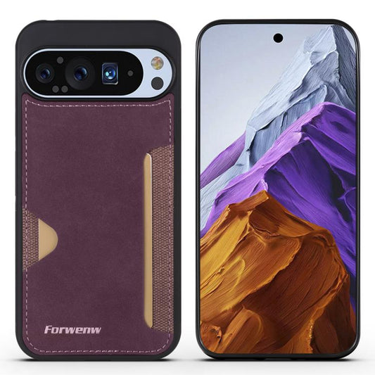 For Google Pixel 9 / 9 Pro Forwenw F5 Series Integrated Card Bag Phone Case(Red) by Forwenw