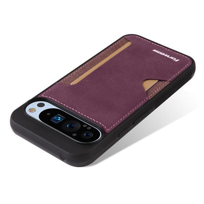 For Google Pixel 9 / 9 Pro Forwenw F5 Series Integrated Card Bag Phone Case(Red) by Forwenw