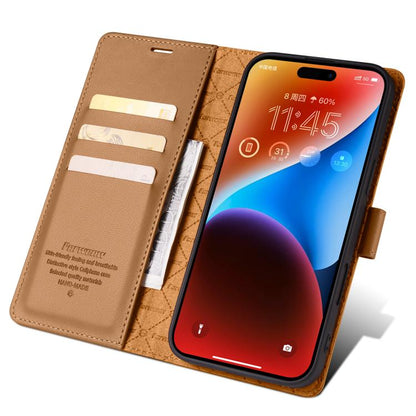 For iPhone 16 Plus Forwenw F6 Series RFID Leather Phone Case(Brown) by Forwenw