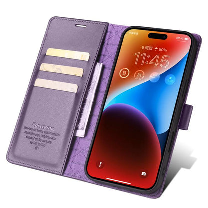 For iPhone 16 Forwenw F6 Series RFID Leather Phone Case(Purple) by Forwenw