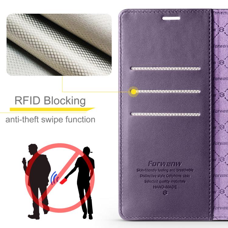 For iPhone 16 Forwenw F6 Series RFID Leather Phone Case(Purple) by Forwenw