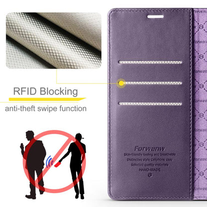 For iPhone 16 Forwenw F6 Series RFID Leather Phone Case(Purple) by Forwenw