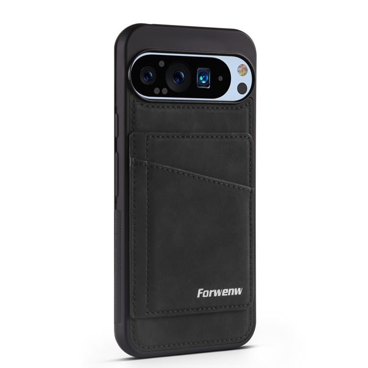 For Google Pixel 9 Pro XL Forwenw F8 Series 2 in 1 Magnetic Card Slot Leather Phone Case(Black) by Forwenw
