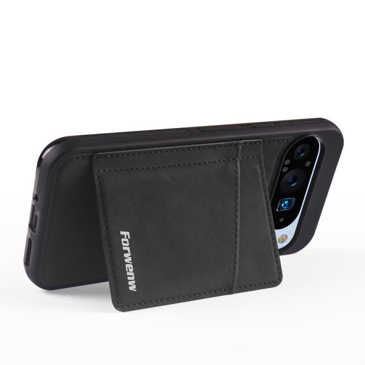 For Google Pixel 9 Pro XL Forwenw F8 Series 2 in 1 Magnetic Card Slot Leather Phone Case(Black) by Forwenw