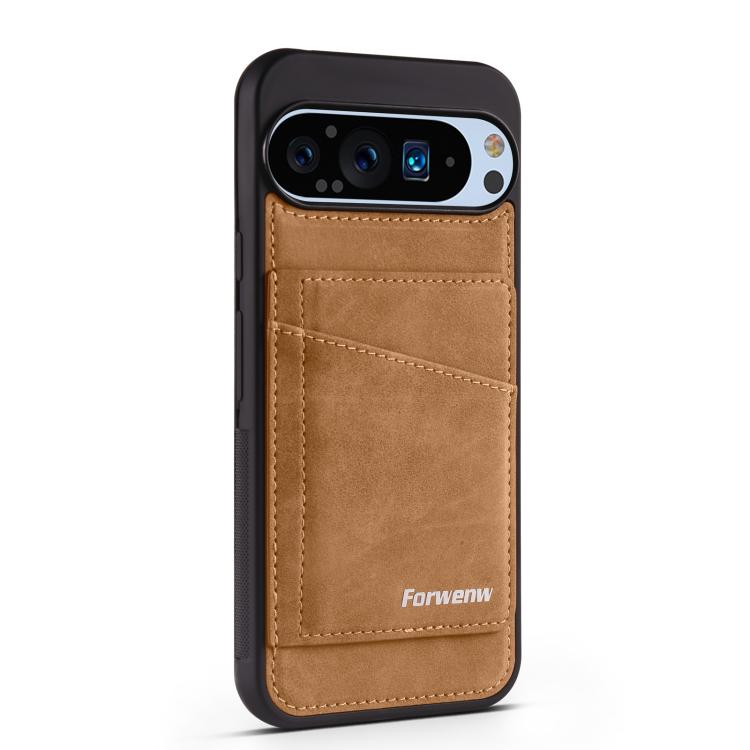 For Google Pixel 9 Pro XL Forwenw F8 Series 2 in 1 Magnetic Card Slot Leather Phone Case(Brown) by Forwenw