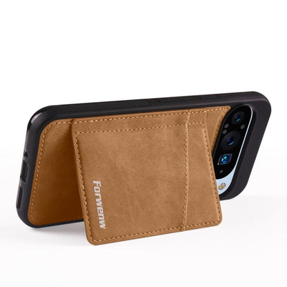 For Google Pixel 9 Pro XL Forwenw F8 Series 2 in 1 Magnetic Card Slot Leather Phone Case(Brown) by Forwenw