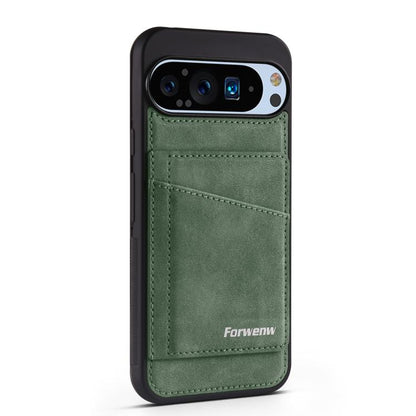For Google Pixel 9 Pro XL Forwenw F8 Series 2 in 1 Magnetic Card Slot Leather Phone Case(Green) by Forwenw