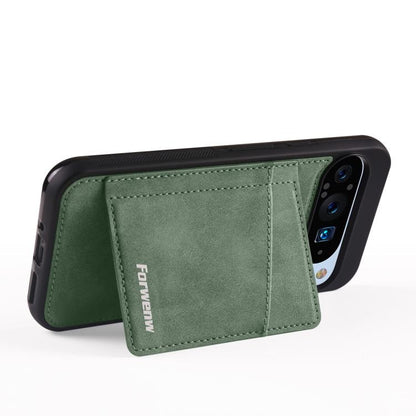For Google Pixel 9 Pro XL Forwenw F8 Series 2 in 1 Magnetic Card Slot Leather Phone Case(Green) by Forwenw