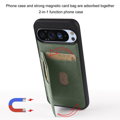 For Google Pixel 9 Pro XL Forwenw F8 Series 2 in 1 Magnetic Card Slot Leather Phone Case(Green) by Forwenw