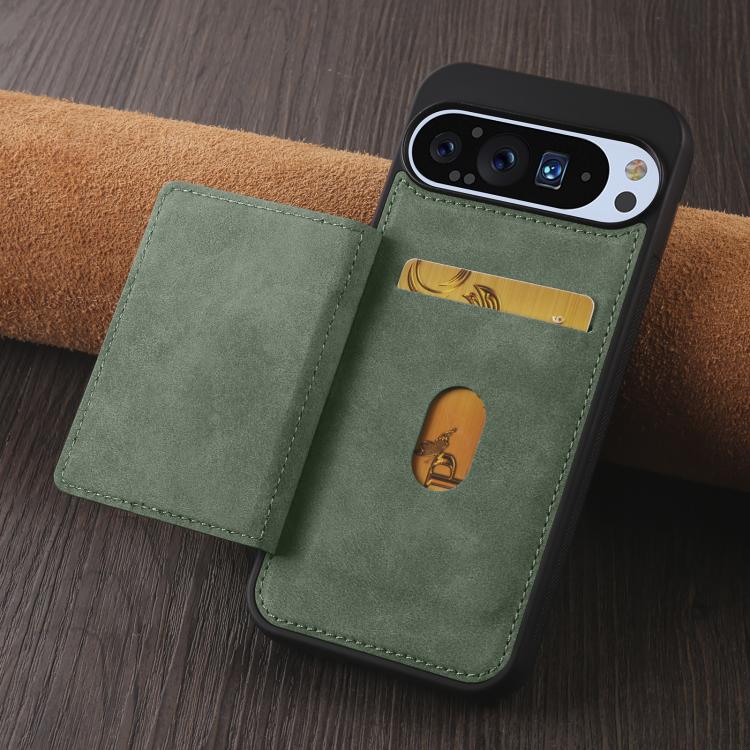 For Google Pixel 9 Pro XL Forwenw F8 Series 2 in 1 Magnetic Card Slot Leather Phone Case(Green) by Forwenw