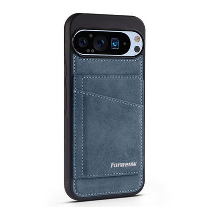 For Google Pixel 9 Pro XL Forwenw F8 Series 2 in 1 Magnetic Card Slot Leather Phone Case(Blue) by Forwenw