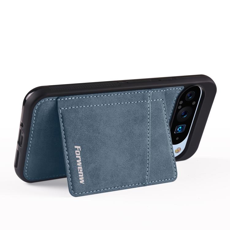 For Google Pixel 9 Pro XL Forwenw F8 Series 2 in 1 Magnetic Card Slot Leather Phone Case(Blue) by Forwenw