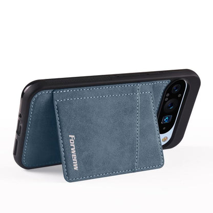 For Google Pixel 9 Pro XL Forwenw F8 Series 2 in 1 Magnetic Card Slot Leather Phone Case(Blue) by Forwenw