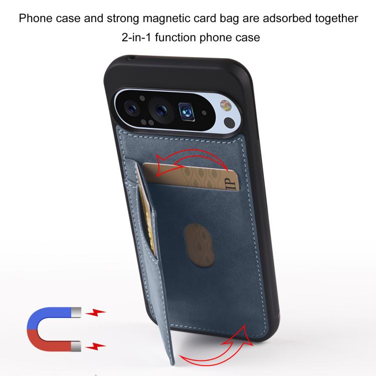 For Google Pixel 9 Pro XL Forwenw F8 Series 2 in 1 Magnetic Card Slot Leather Phone Case(Blue) by Forwenw
