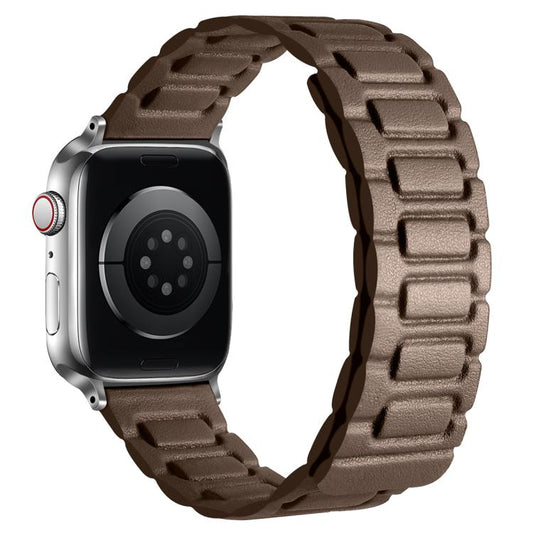 For Apple Watch 42mm / 41mm / 40mm / 38mm I-shaped Three-piece Leather Magnetic Watch Band(Taupe) by bashfashion
