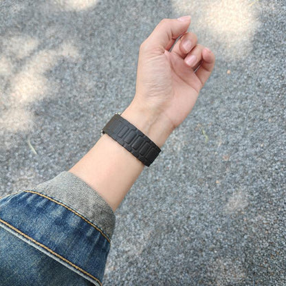 For Apple Watch 42mm / 41mm / 40mm / 38mm I-shaped Three-piece Leather Magnetic Watch Band(Black) by bashfashion