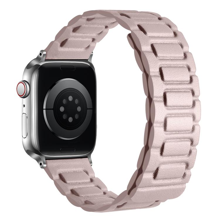 For Apple Watch 42mm / 41mm / 40mm / 38mm I-shaped Three-piece Leather Magnetic Watch Band(Khaki) by bashfashion