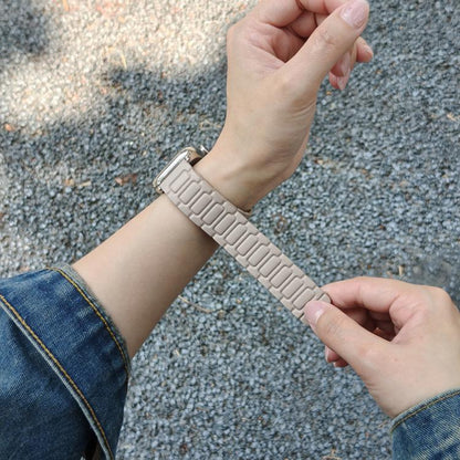 For Apple Watch 42mm / 41mm / 40mm / 38mm I-shaped Three-piece Leather Magnetic Watch Band(Khaki) by bashfashion