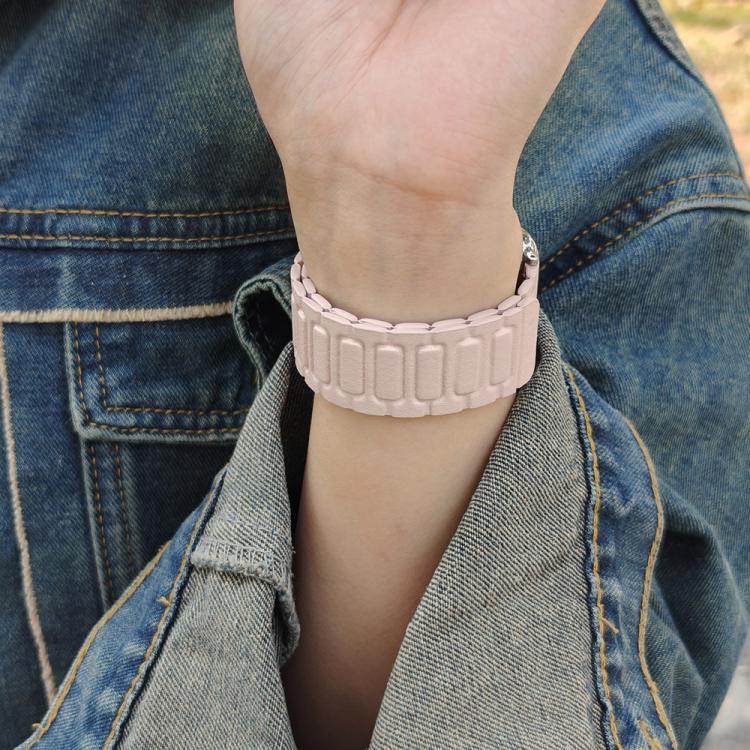 For Apple Watch 42mm / 41mm / 40mm / 38mm I-shaped Three-piece Leather Magnetic Watch Band(Light Pink) by bashfashion