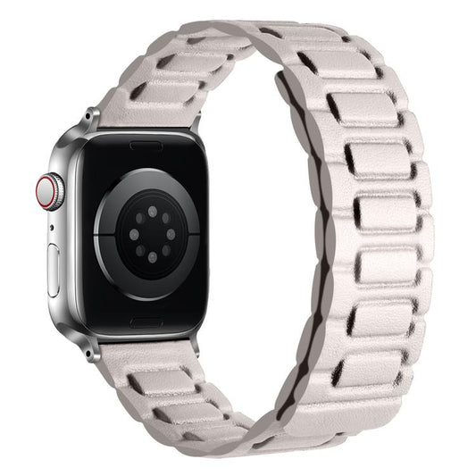 For Apple Watch 42mm / 41mm / 40mm / 38mm I-shaped Three-piece Leather Magnetic Watch Band(Starlight) by bashfashion