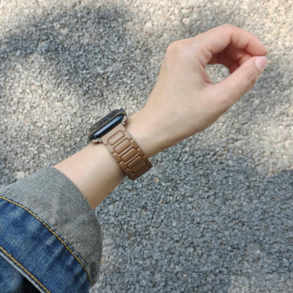 For Apple Watch 42mm / 41mm / 40mm / 38mm I-shaped Three-piece Leather Magnetic Watch Band(Brown) by bashfashion