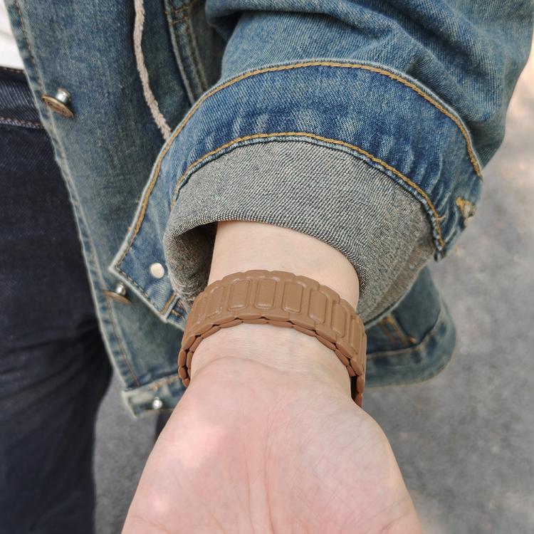 For Apple Watch 42mm / 41mm / 40mm / 38mm I-shaped Three-piece Leather Magnetic Watch Band(Brown) by bashfashion