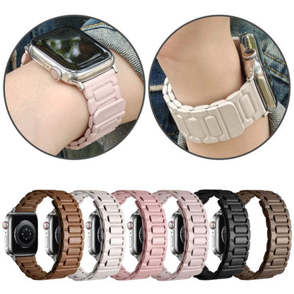 For Apple Watch 46mm / 49mm / 45mm / 44mm I-shaped Three-piece Leather Magnetic Watch Band(Starlight) by bashfashion