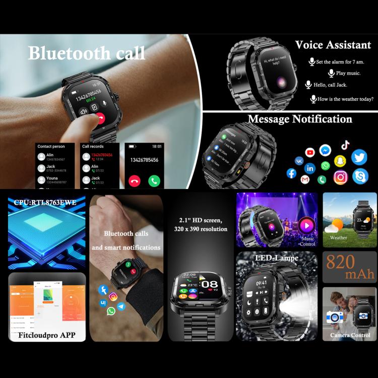 LF37 2.1 inch BT Call Smart Watch, Support Blood Oxygen / Heart Rate / Female Menstrual(Black Silicone) by bashfashion