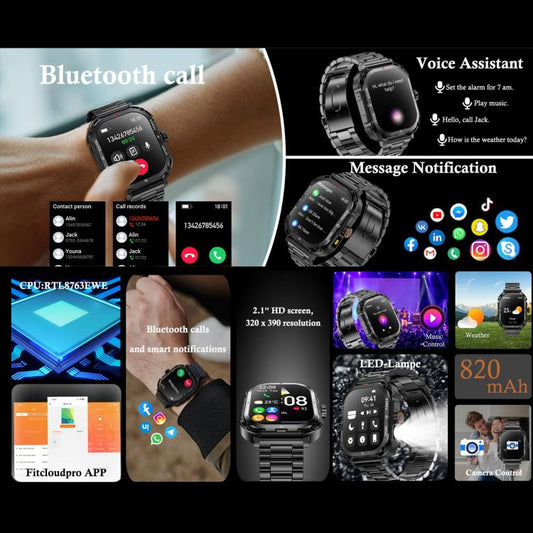 LF37 2.1 inch BT Call Smart Watch, Support Blood Oxygen / Heart Rate / Female Menstrual(Black Silicone) by bashfashion