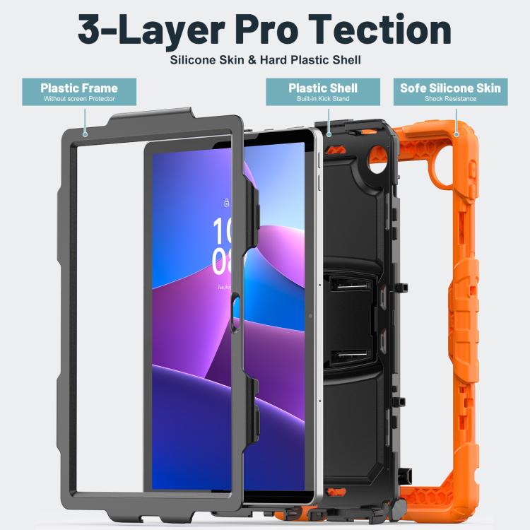 For Lenovo Tab 10.1 TB-311XU/FU Silicone Hydric PC Tablet Case with Shoulder Strap & Holder(Orange) by bashfashion