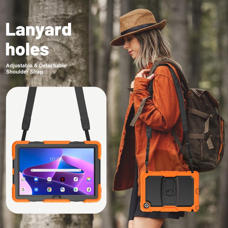For Lenovo Tab 10.1 TB-311XU/FU Silicone Hydric PC Tablet Case with Shoulder Strap & Holder(Orange) by bashfashion