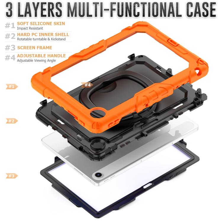 For Lenovo Tab 10.1 TB-311XU/FU D Type Silicone Hybrid PC Tablet Case with Handle Holder(Orange) by bashfashion