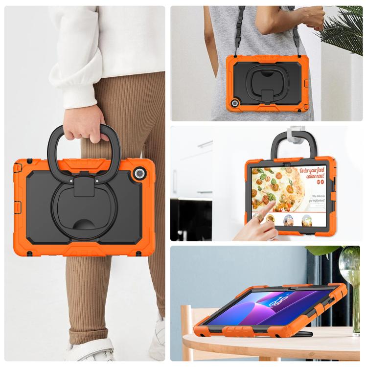 For Lenovo Tab 10.1 TB-311XU/FU D Type Silicone Hybrid PC Tablet Case with Handle Holder(Orange) by bashfashion