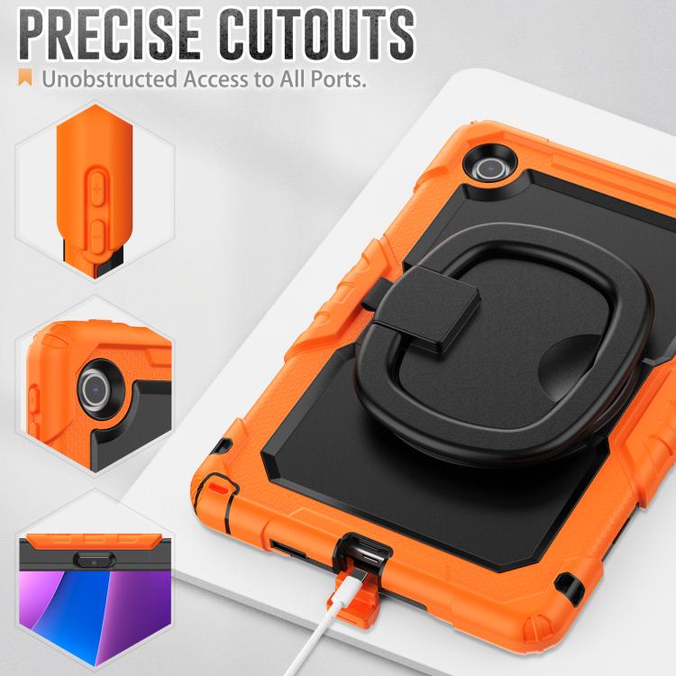 For Lenovo Tab 10.1 TB-311XU/FU D Type Silicone Hybrid PC Tablet Case with Handle Holder(Orange) by bashfashion