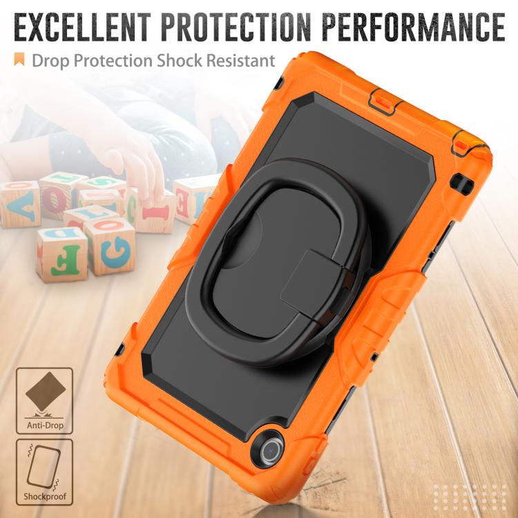 For Lenovo Tab 10.1 TB-311XU/FU D Type Silicone Hybrid PC Tablet Case with Handle Holder(Orange) by bashfashion
