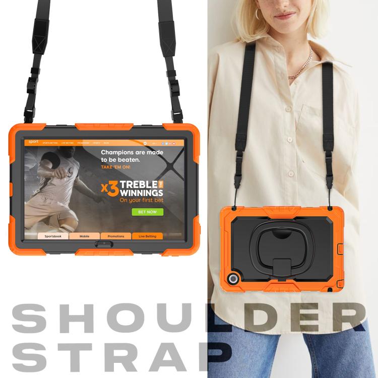 For Lenovo Tab 10.1 TB-311XU/FU D Type Silicone Hybrid PC Tablet Case with Handle Holder(Orange) by bashfashion