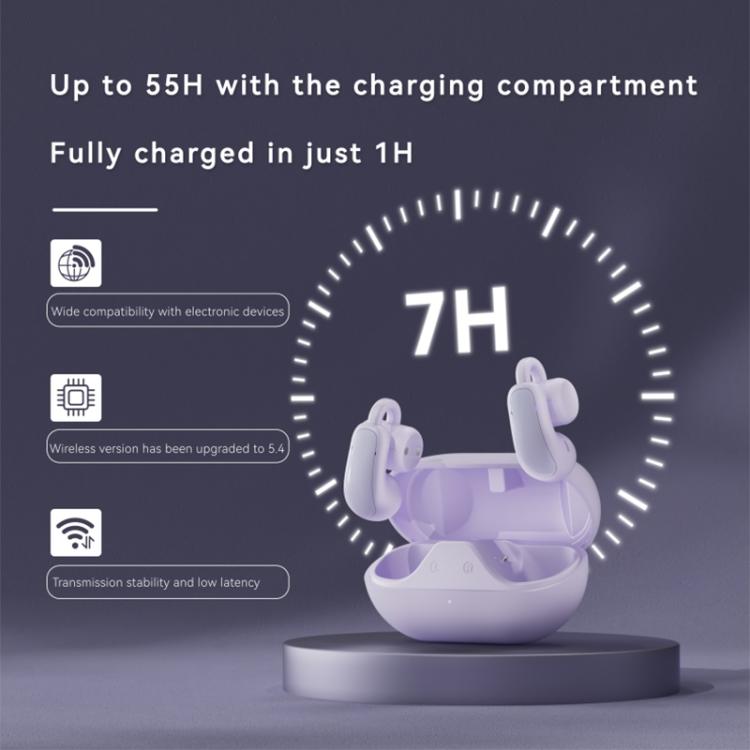 F18 Ear-Hook ANC Noise Reduction Air Conduction HIFI BT 5.4 Wireless Earphones(White) by bashfashion