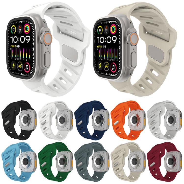 For Apple Watch 46mm / 49mm / 45mm / 44mm Slanted Hole Silicone Watch Band(Orange) by bashfashion