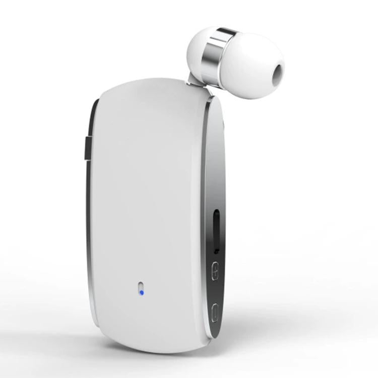 K68 Card Business Collar Clip Type Single Ear Bluetooth Earphones(White) by bashfashion