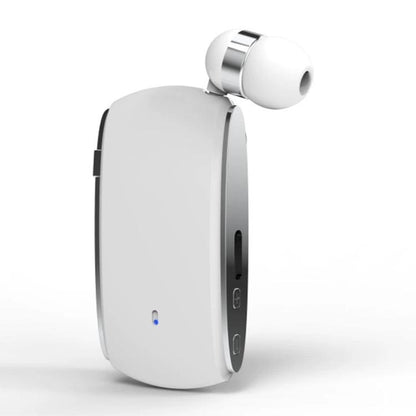 K68 Card Business Collar Clip Type Single Ear Bluetooth Earphones(White) by bashfashion