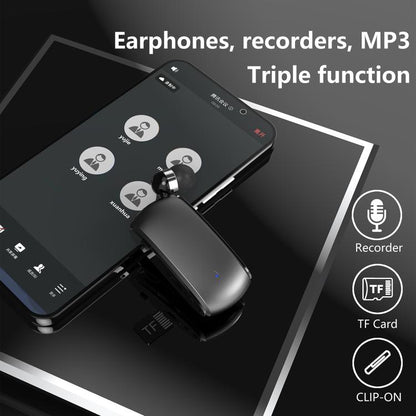 K68 Card Business Collar Clip Type Single Ear Bluetooth Earphones(White) by bashfashion