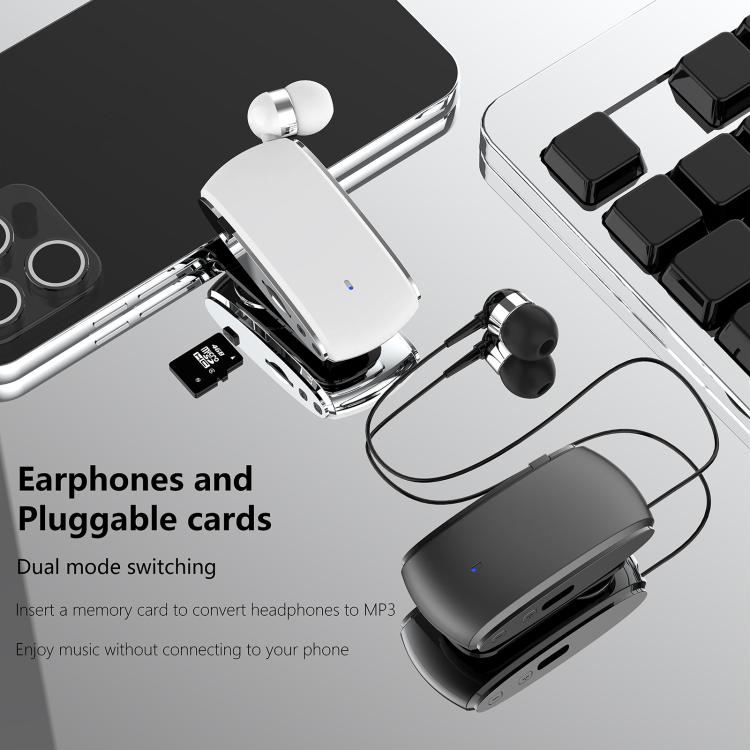 K68 Card Business Collar Clip Type Single Ear Bluetooth Earphones(Blue) by bashfashion