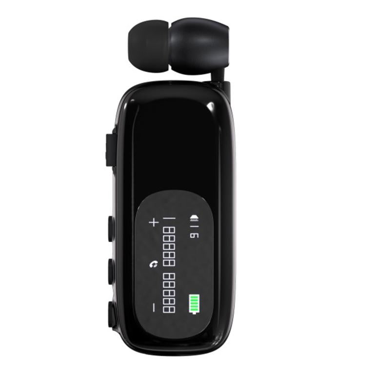 K75 Long Battery Life Business Collar Clip Type Single Ear Bluetooth Earphones(Bright Black) by bashfashion