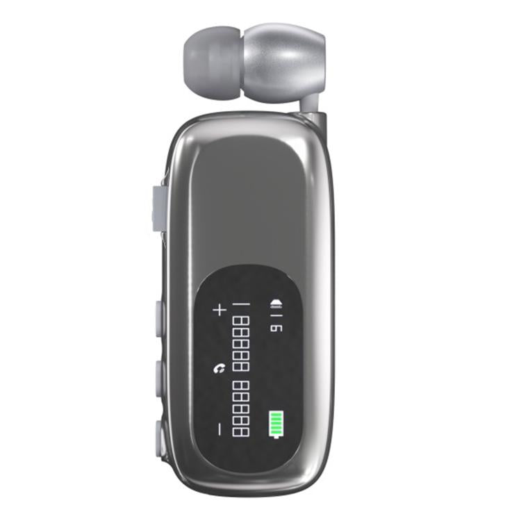 K75 Long Battery Life Business Collar Clip Type Single Ear Bluetooth Earphones(Bright Silver) by bashfashion