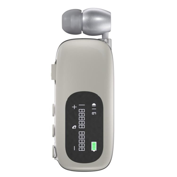 K75 Long Battery Life Business Collar Clip Type Single Ear Bluetooth Earphones(Matt Silver) by bashfashion