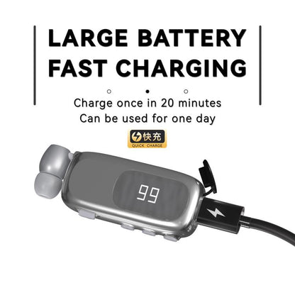 K75 Long Battery Life Business Collar Clip Type Single Ear Bluetooth Earphones(Bright Black) by bashfashion