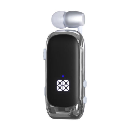 K88 Business Lavalier Single Ear Bluetooth Earphones(White Silver) by bashfashion
