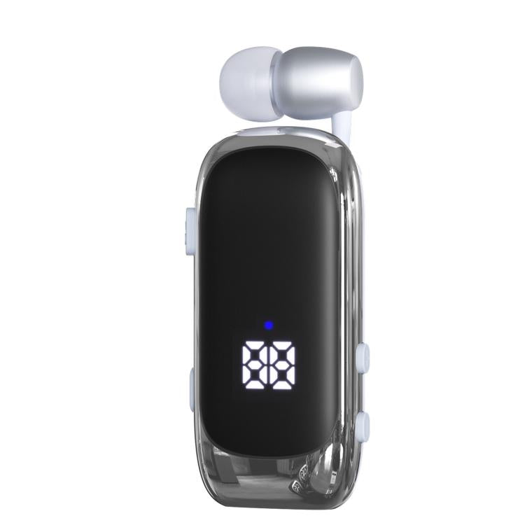 K88 Business Lavalier Single Ear Bluetooth Earphones(White Silver) by bashfashion